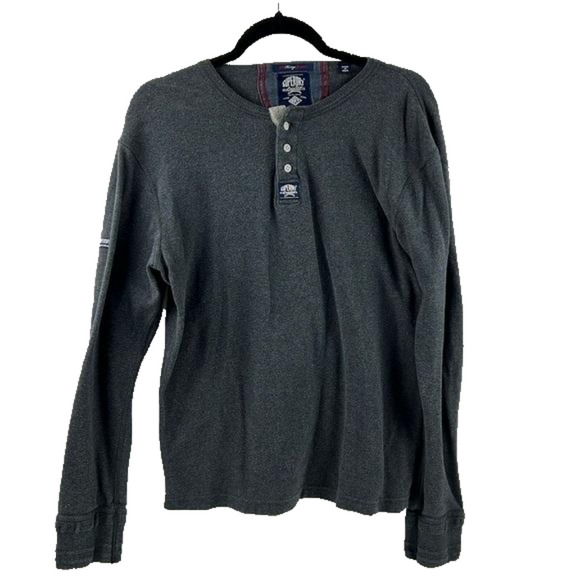 Superdry Men's Grey Long Sleeve Henley Top - Picture 1 of 11